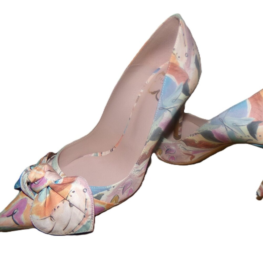 Ted Baker size 39.5 100mm Art Print Bow Court Pumps